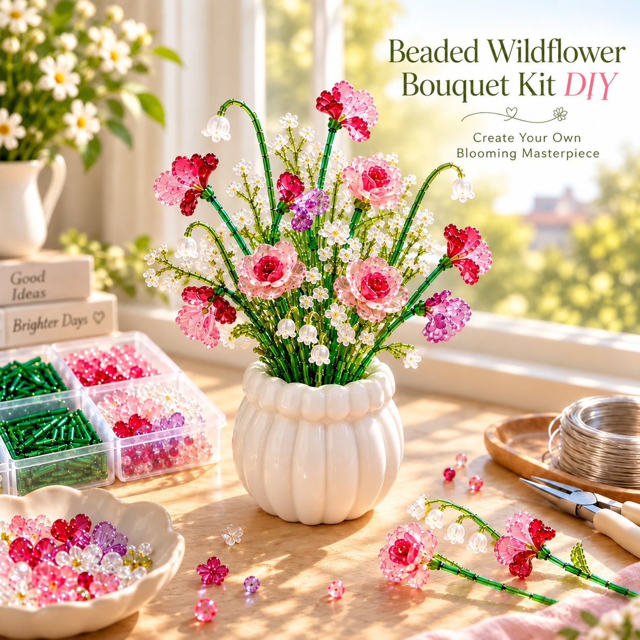 50% OFF | 🌷🧘 Beaded Wildflower Bouquet DIY Kit – Relaxing & Beginner-Friendly Floral Craft ✨