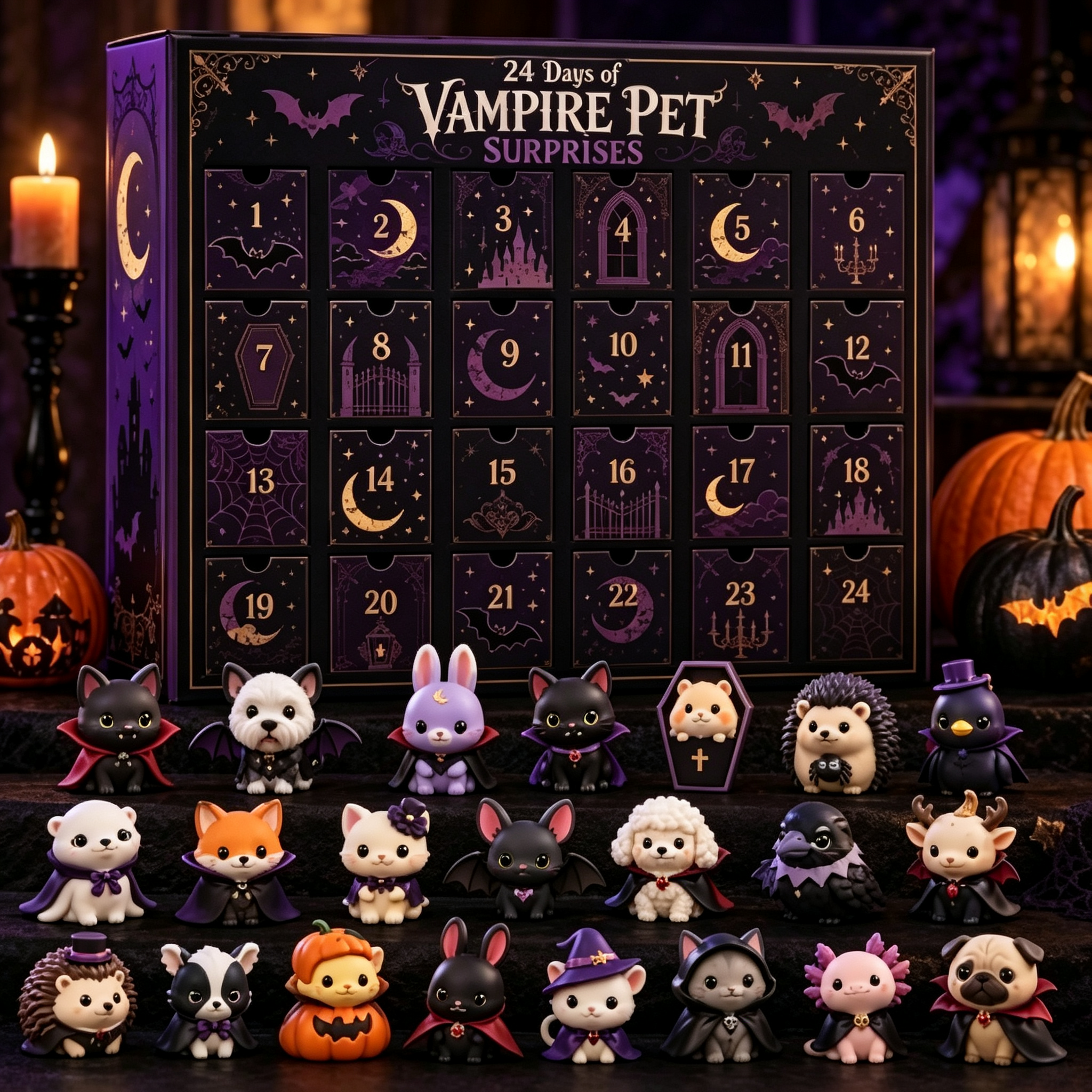 Spooky Graveyard Halloween Advent Calendar 2026 – 24-Day Countdown with Acrylic Charms