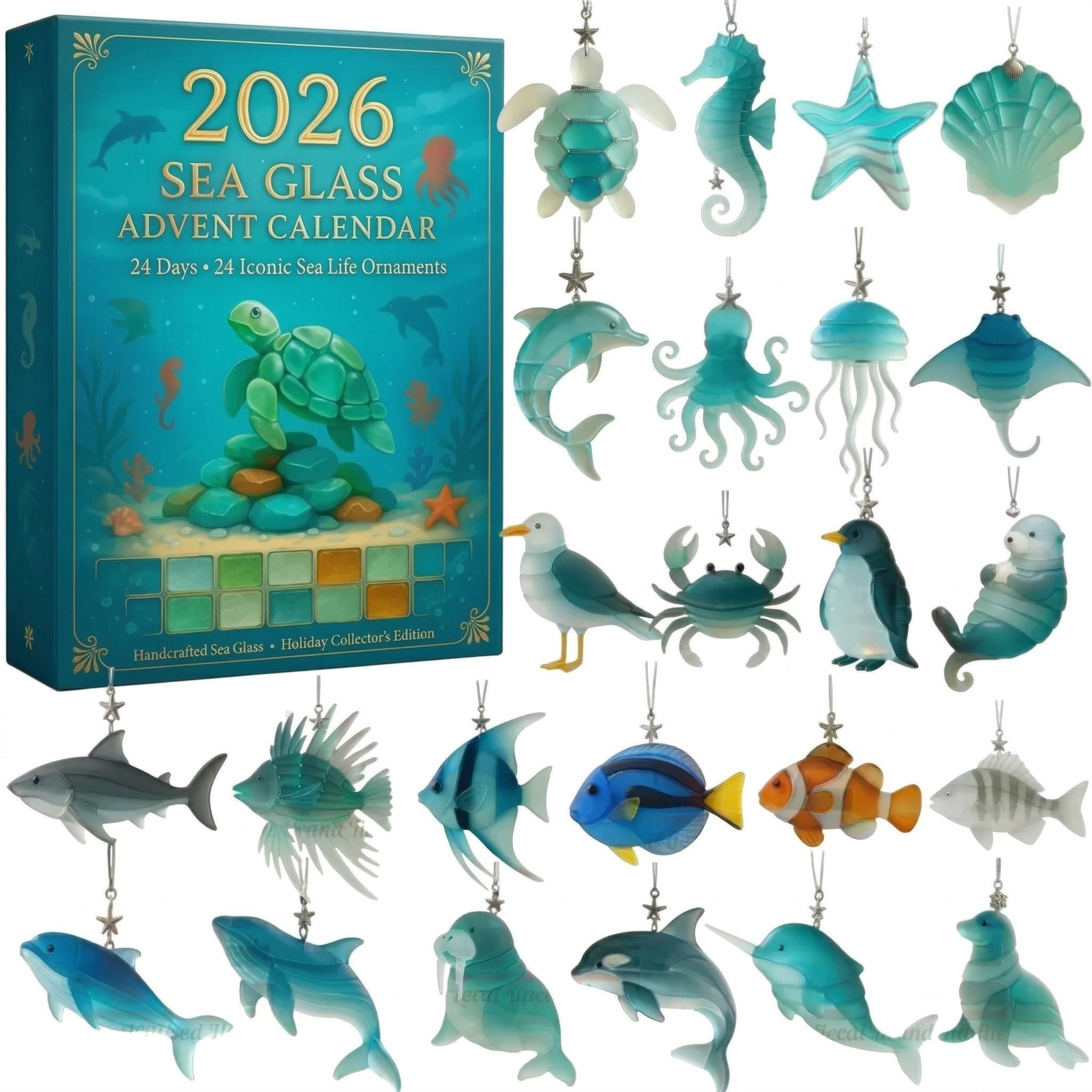 50% OFF | 🌊 2026 Sea Glass Marine Life Advent Calendar – 24 Days Ocean Creature Collectibles ✨