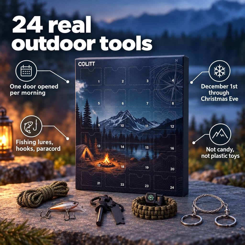 50% OFF | 🏕️ Outdoorsman Advent Calendar – 24 Days Survival & Camping Gear Surprises 🎄