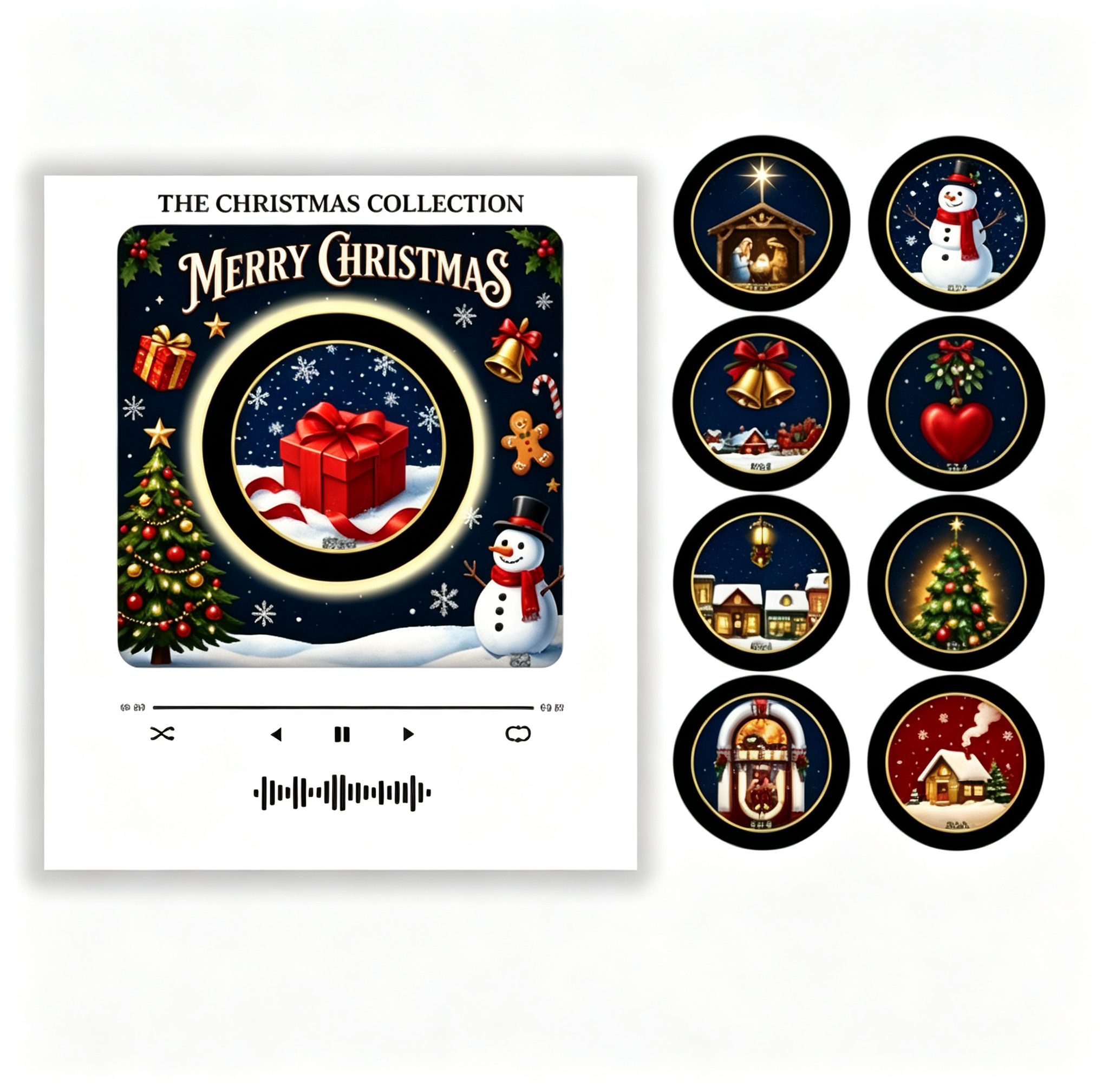 Custom Christmas Mini Vinyl Player with 9 Exchangeable Discs - Vintage Holiday Music Box & Perfect Christmas Gift for Music Lovers