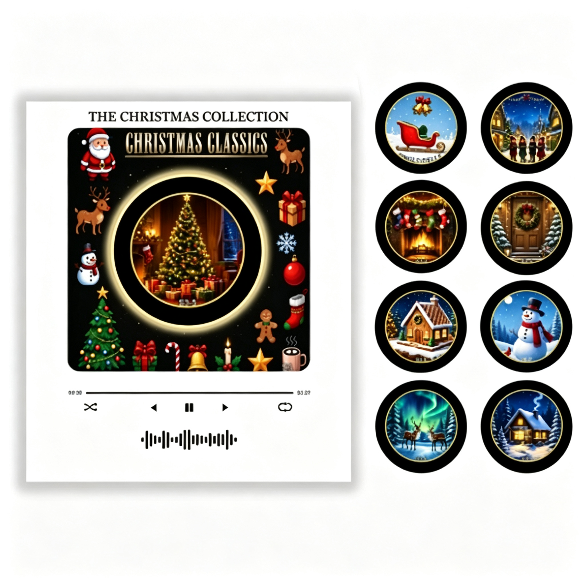 Custom Christmas Mini Vinyl Player with 9 Exchangeable Discs - Vintage Holiday Music Box & Perfect Christmas Gift for Music Lovers