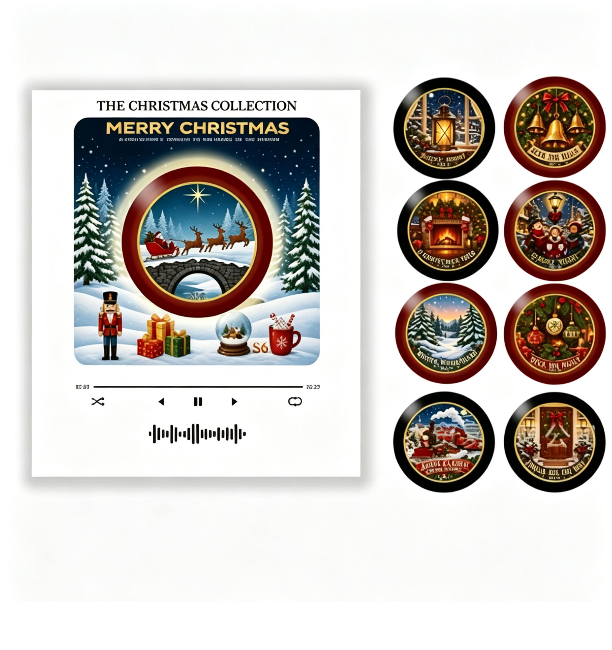 Custom Christmas Mini Vinyl Player with 9 Exchangeable Discs - Vintage Holiday Music Box & Perfect Christmas Gift for Music Lovers