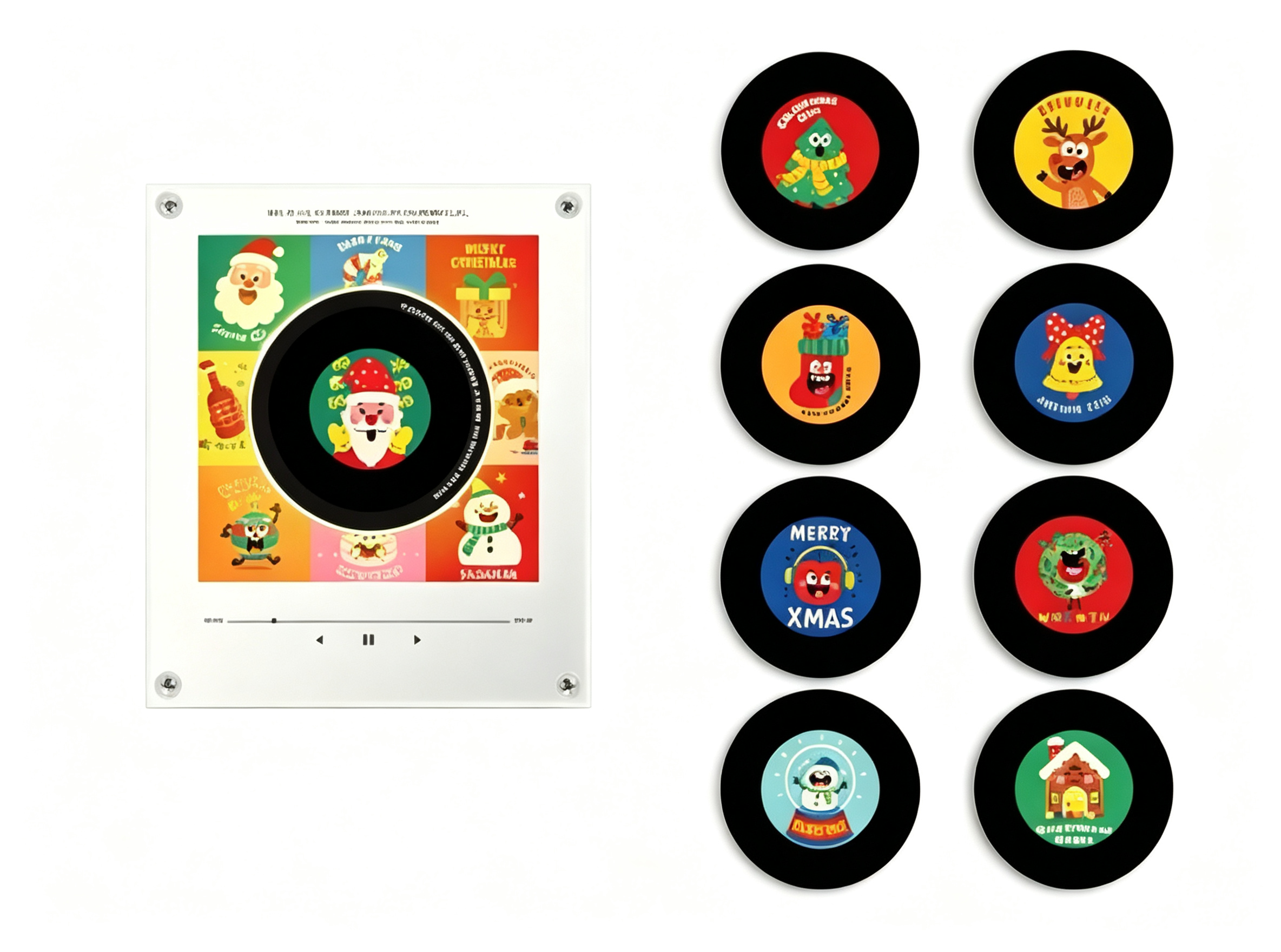 Custom Christmas Mini Vinyl Player with 9 Exchangeable Discs - Vintage Holiday Music Box & Perfect Christmas Gift for Music Lovers