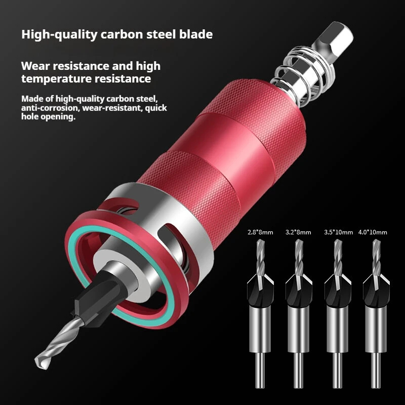 Adjustable Countersink Drill Bit Set with Depth Stop, 4-Flute Carbide Tips for Wood, Metal & Plastic, Auto Quick Change