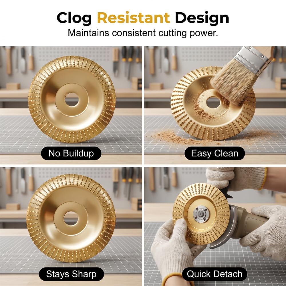 Heavy Duty Wood Carving Disc Set, 3 Piece Wood Grinding Disk & Sanding Discs for Angle Grinder