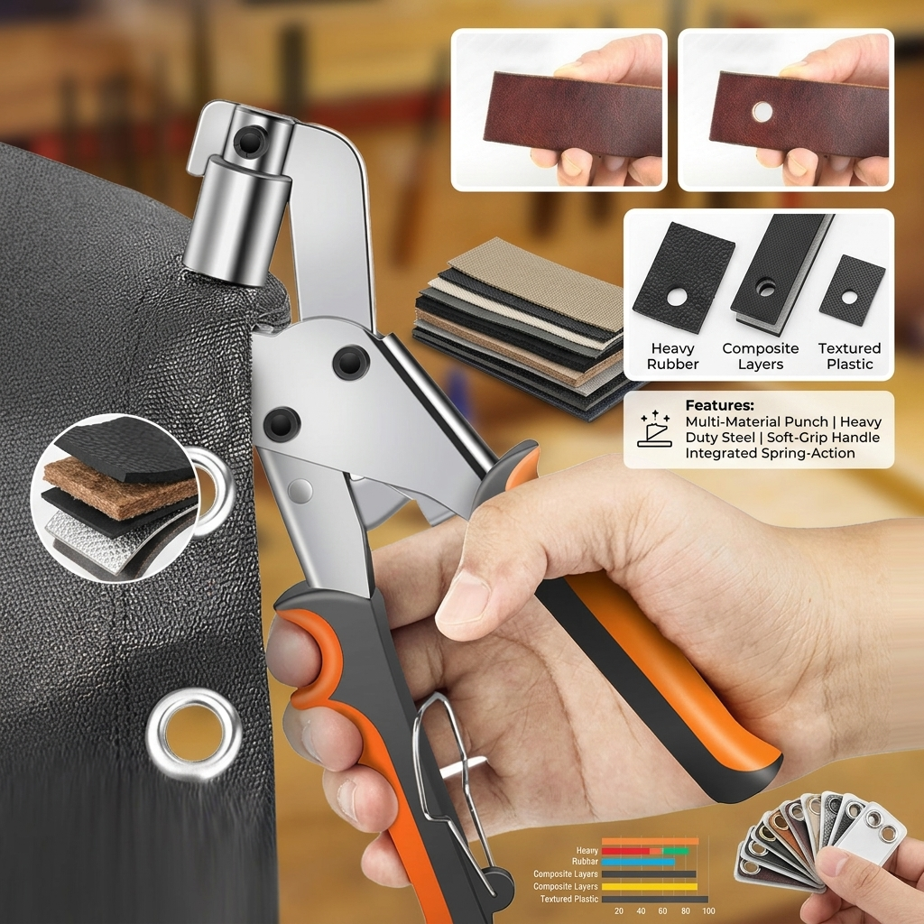 🛠️  Heavy Duty Eyelet Grommet Pliers Set, Hand Hole Punch Tool Kit with Metal Eyelets, For Leather, Canvas, Belt, Tents & DIY Craft Projects