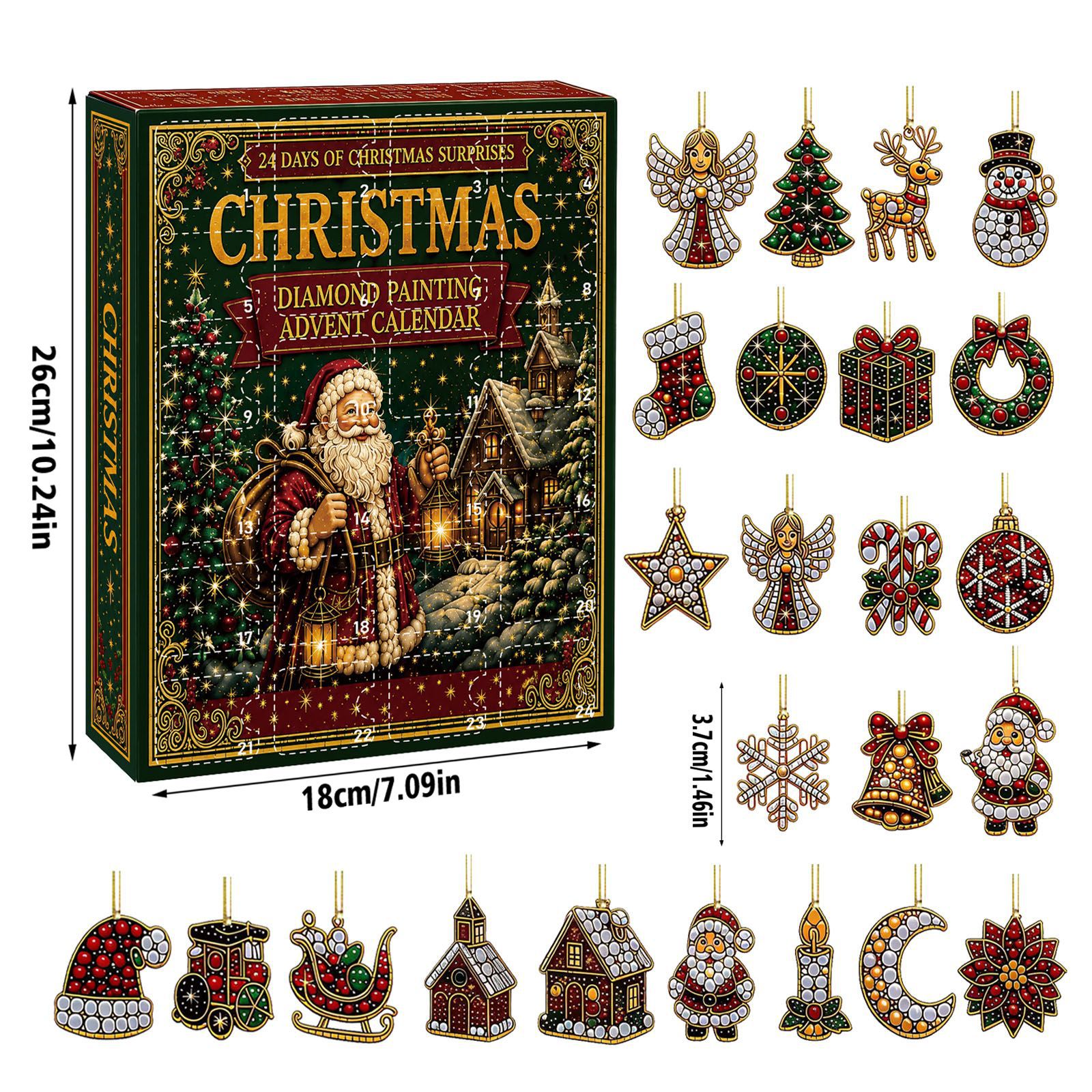 🎄 24-Day Mini Christmas Ornament Advent Calendar | 24 unique festive buildable designs with hanging loops—perfect for decorating Christmas trees, wreaths, and holiday displays 🧱