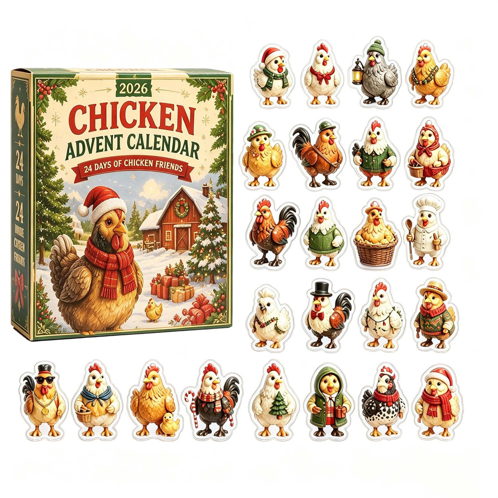 🎄 24-Day Mini Christmas Ornament Advent Calendar | 24 unique festive buildable designs with hanging loops—perfect for decorating Christmas trees, wreaths, and holiday displays 🧱