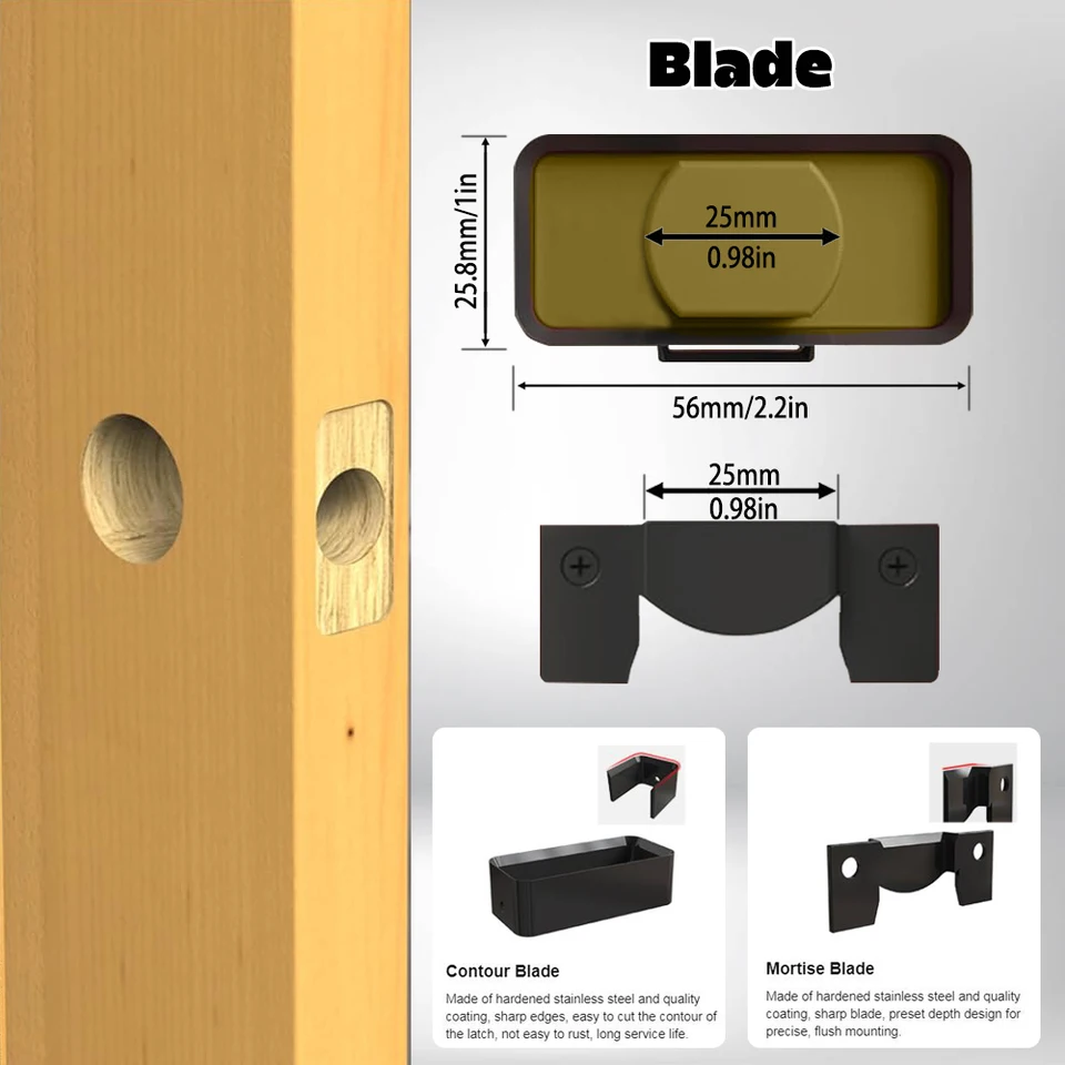 Door Latch Installation Chisel Tool - Accurate Chiseling & Scoring for 1-3/4" & 1-3/8" Doors, Woodworking Mortising Tool