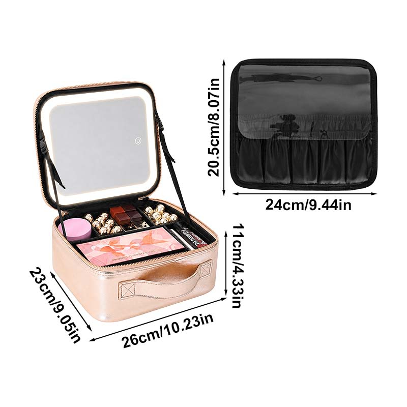 Travel Makeup Bag with LED Mirror