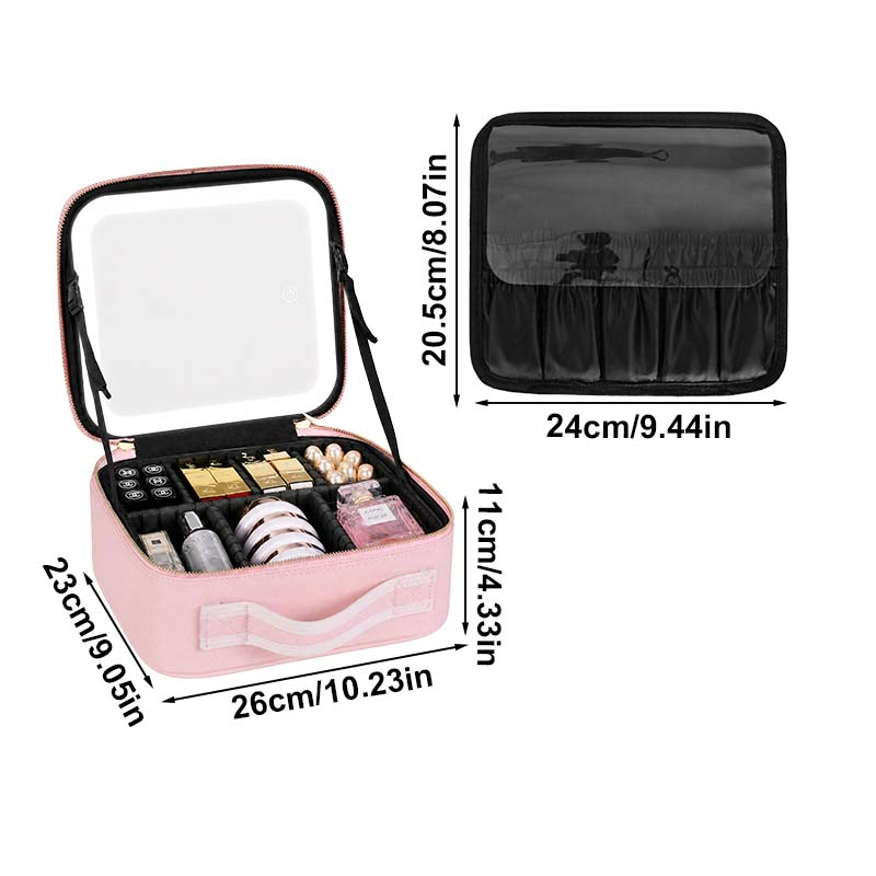 Travel Makeup Bag with LED Mirror