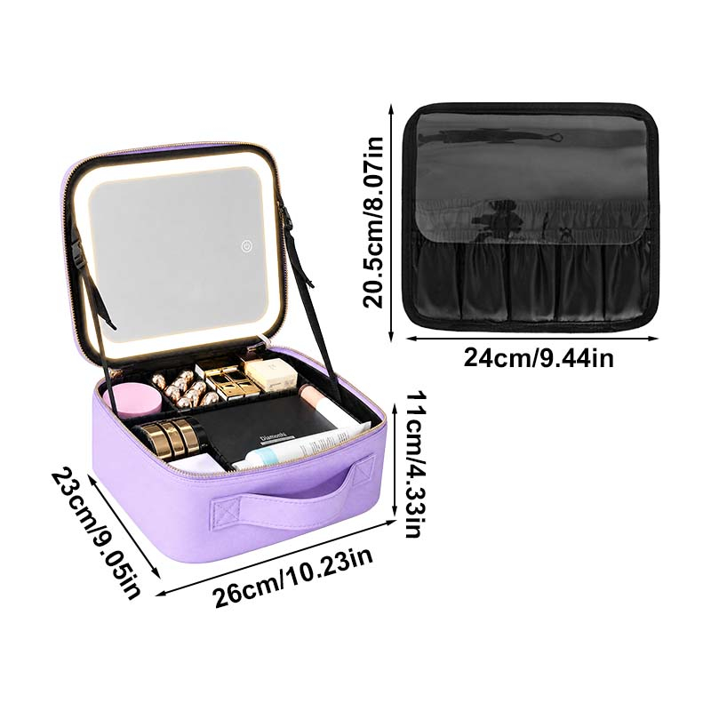 Travel Makeup Bag with LED Mirror