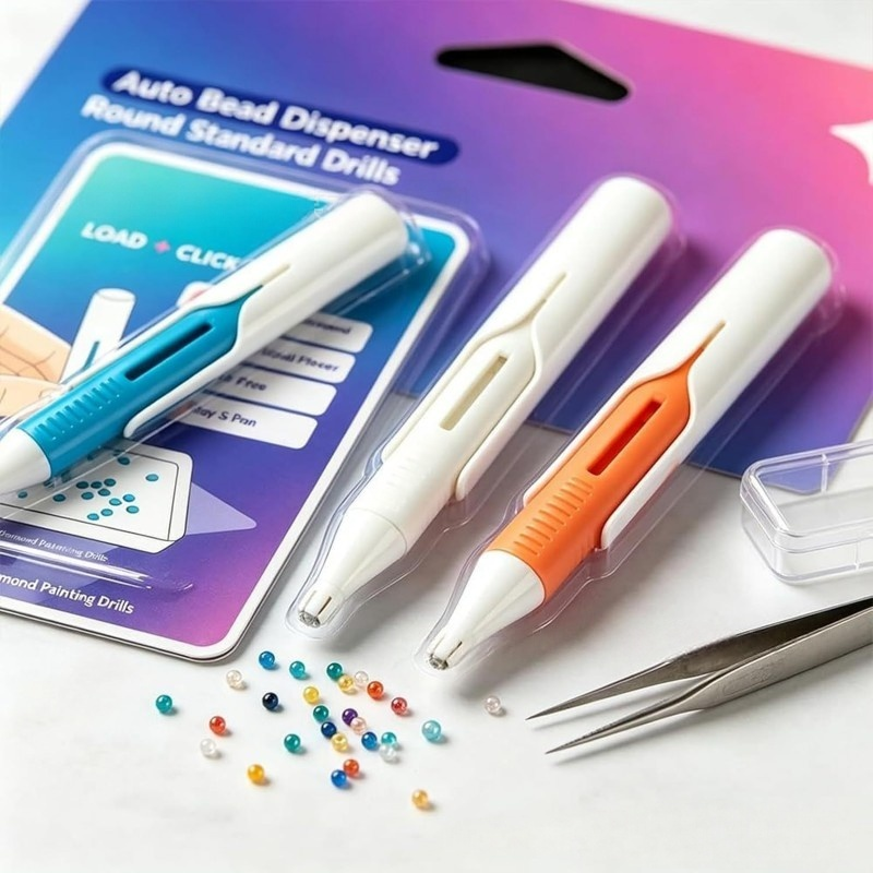 💎 Automatic Diamond Painting Bead Dispenser Pen & Tray Set