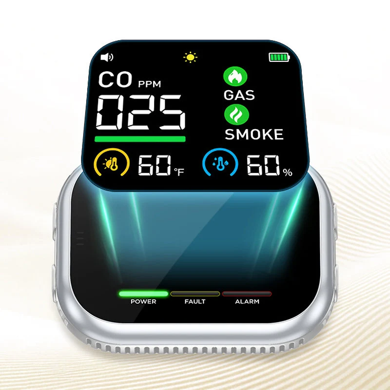 ⭐🏠 6-in-1 Smart Home Safety Detector – CO, Gas, Smoke, Temperature & Humidity Alarm