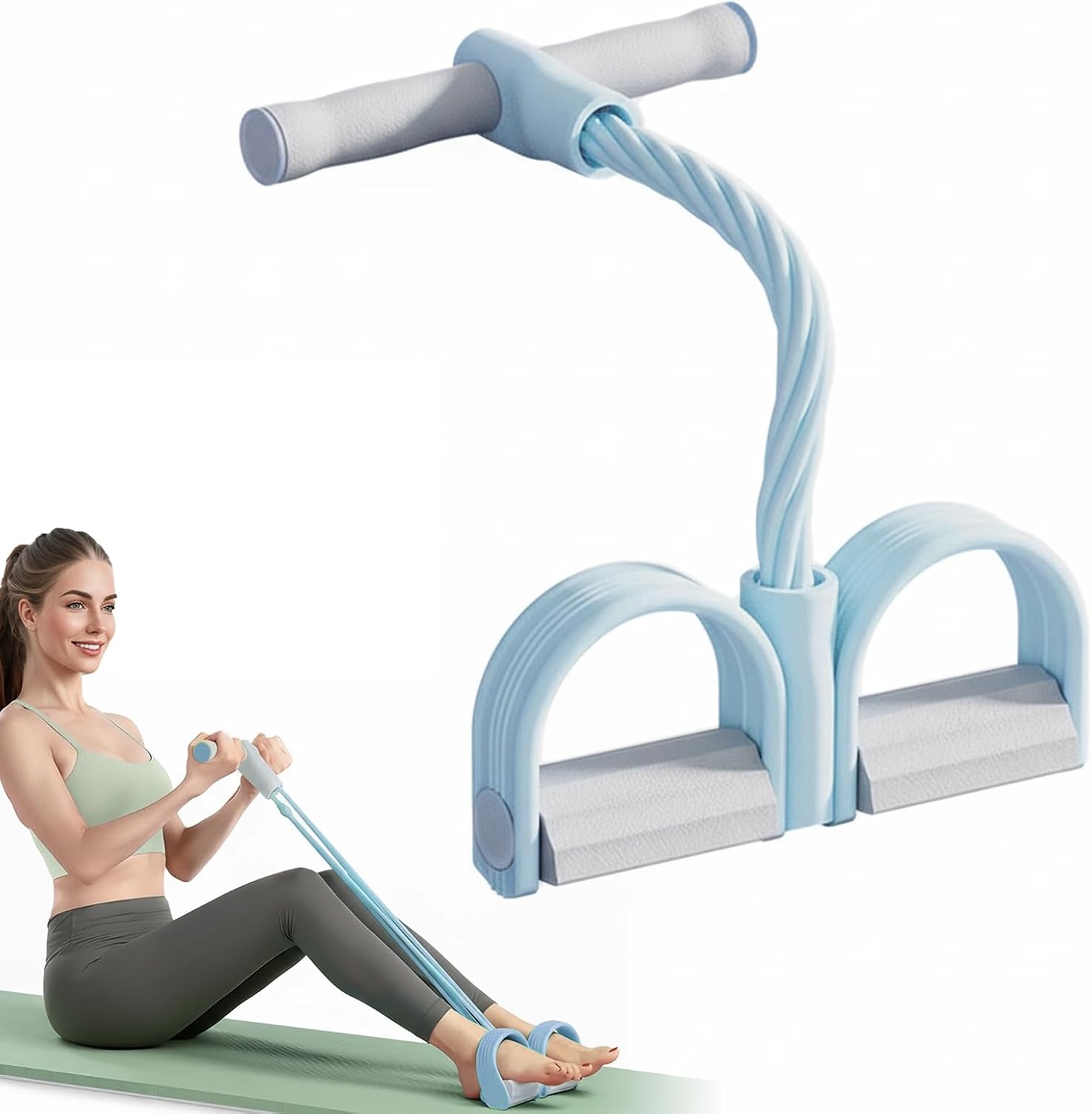 Multifunction Elastic Yoga Resistance Band, Elastic Exercise Band, Stretching Pedal Puller with Handles for Full Body Workout, Home Fitness Equipment for Legs, Arms, Core Training