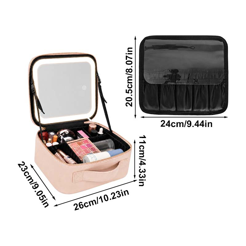 Travel Makeup Bag with LED Mirror