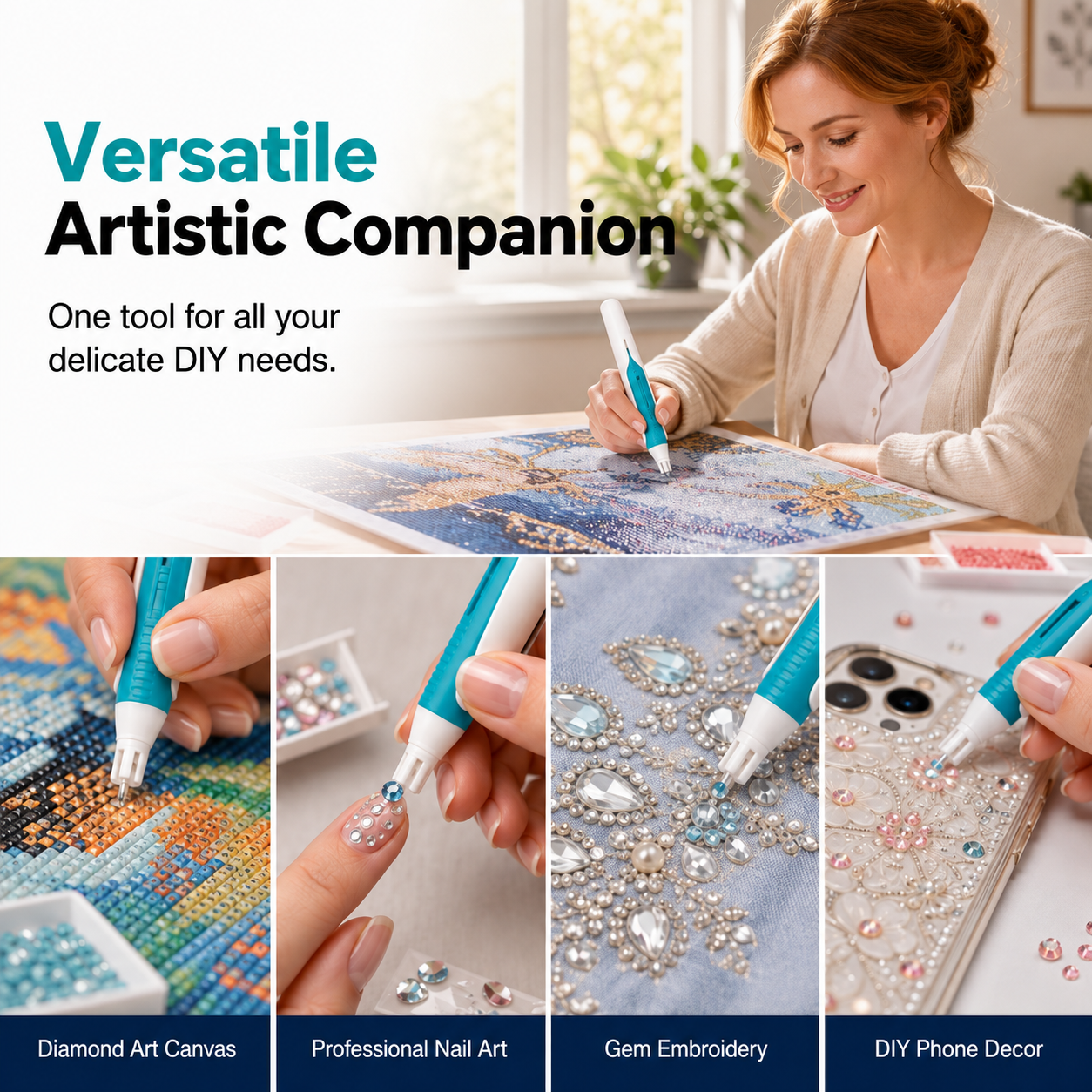 💎 Automatic Diamond Painting Bead Dispenser Pen & Tray Set