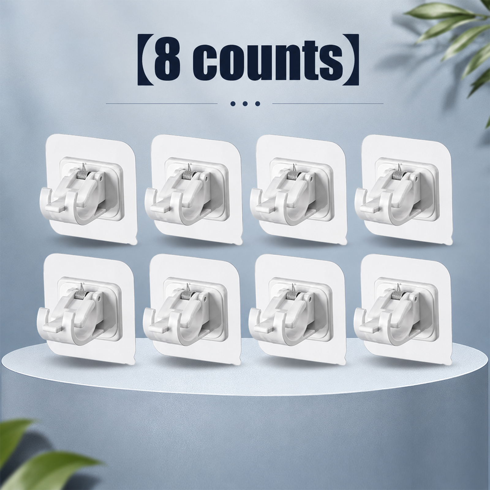 8PCS Curtain Rod Brackets with Clips – Adjustable Drapery Hooks