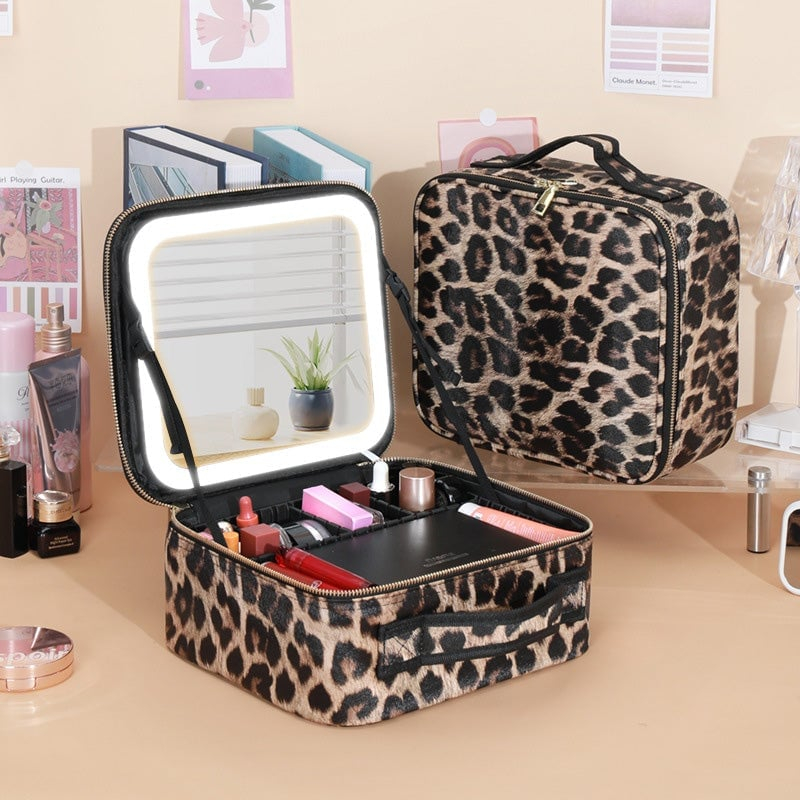 Travel Makeup Bag with LED Mirror