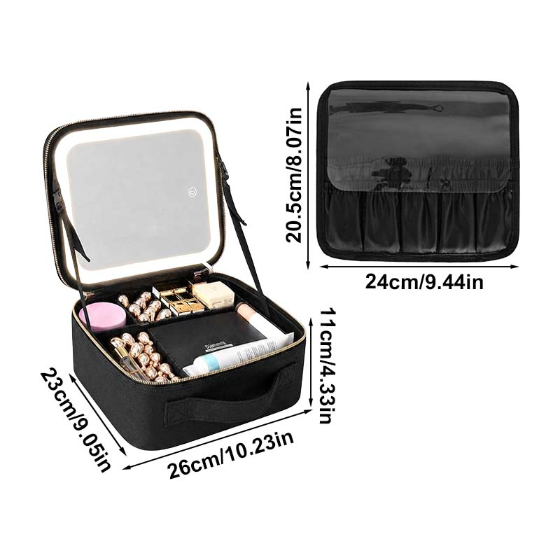 Travel Makeup Bag with LED Mirror