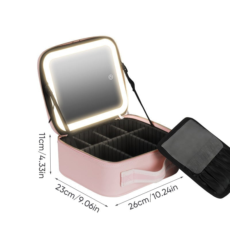 Travel Makeup Bag with LED Mirror