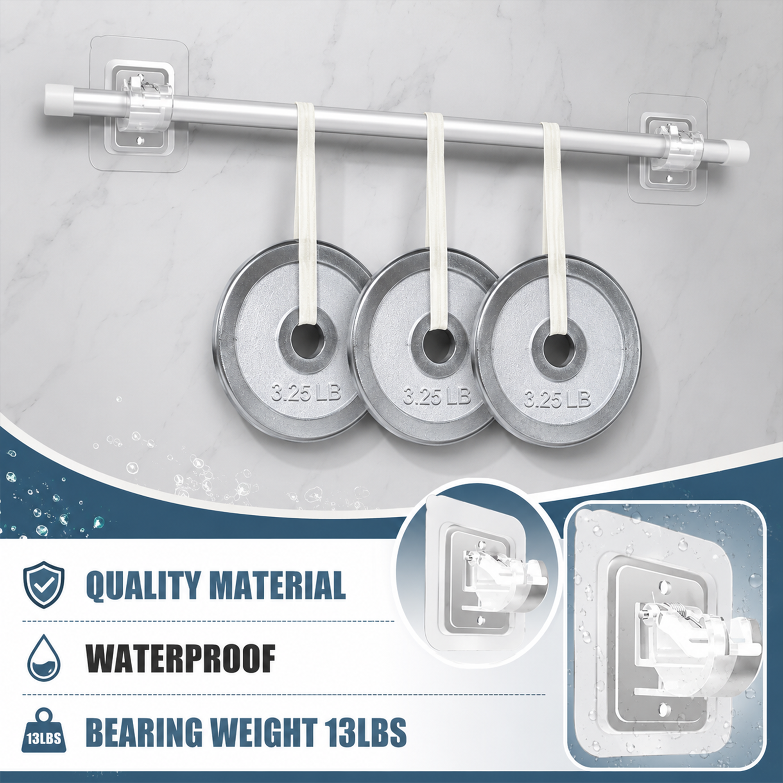 8PCS Curtain Rod Brackets with Clips – Adjustable Drapery Hooks