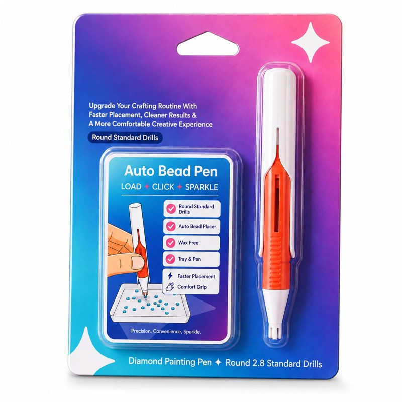 💎 Automatic Diamond Painting Bead Dispenser Pen & Tray Set
