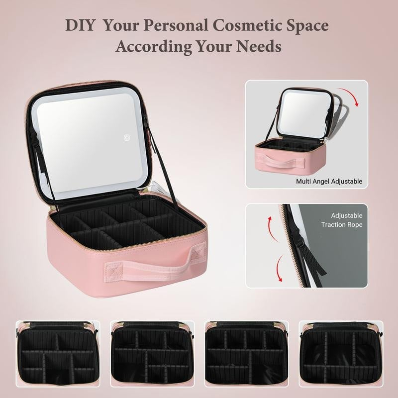 Travel Makeup Bag with LED Mirror