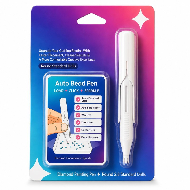 💎 Automatic Diamond Painting Bead Dispenser Pen & Tray Set