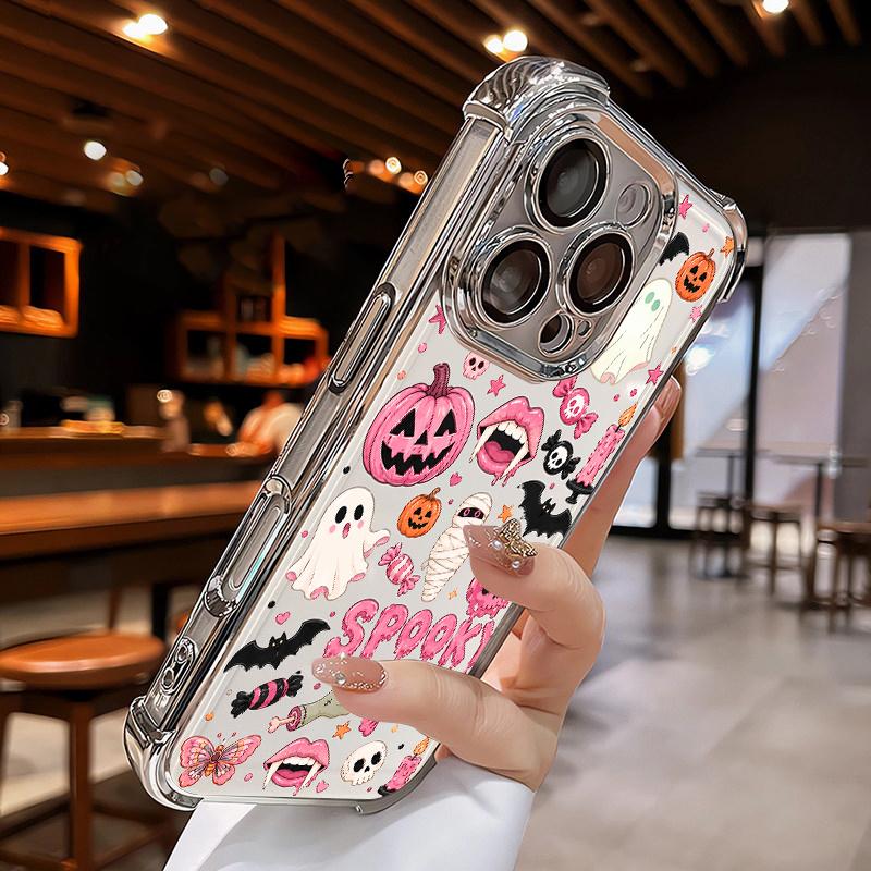 🎃Halloween Sale -49% OFF👻Halloween Pumpkin Ghost Phone Case🎃 4-Corner Anti-Fall, Cute Candy Pumpkin Ghost Design, Transparent Non-Yellowing Shockproof Cover