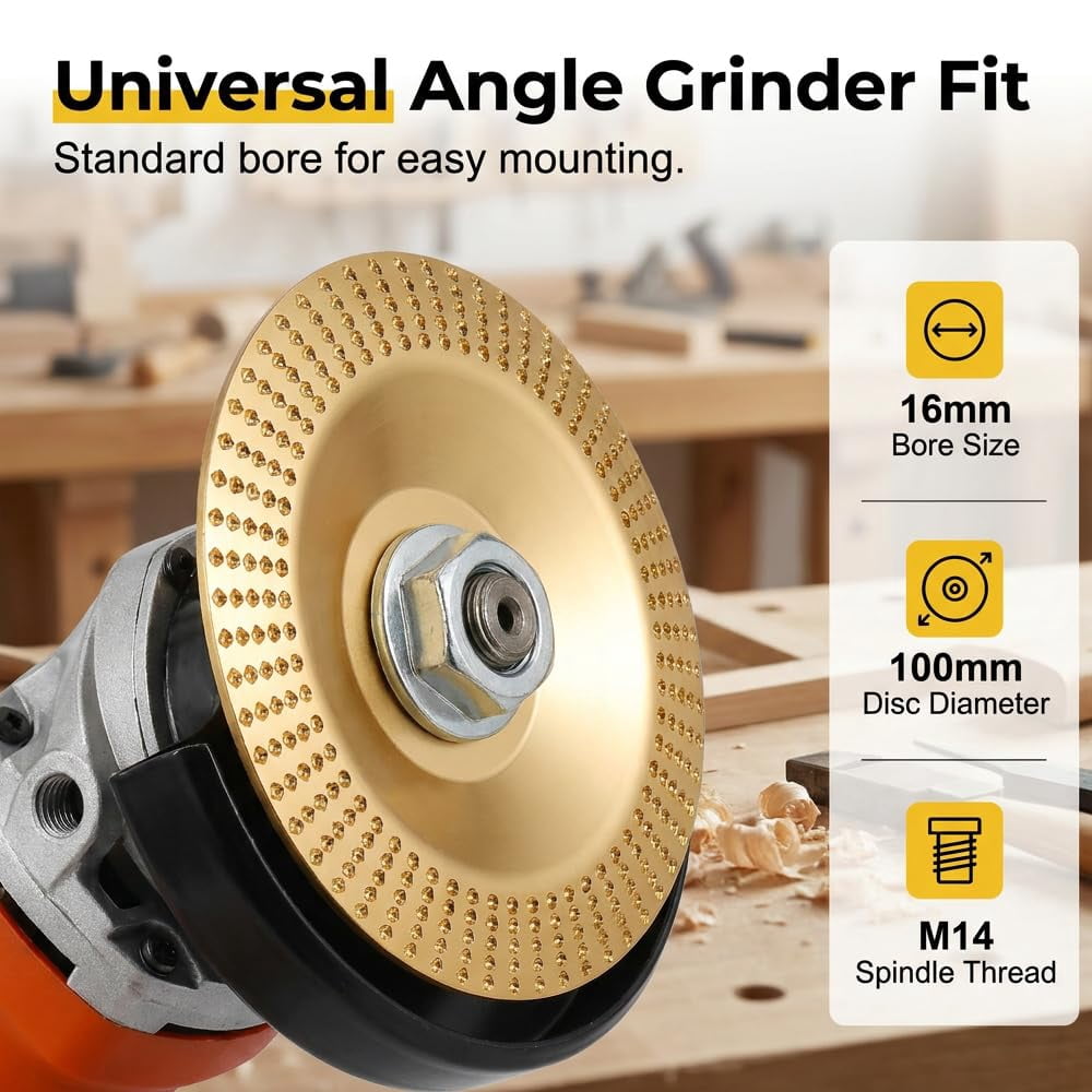 Heavy Duty Wood Carving Disc Set, 3 Piece Wood Grinding Disk & Sanding Discs for Angle Grinder
