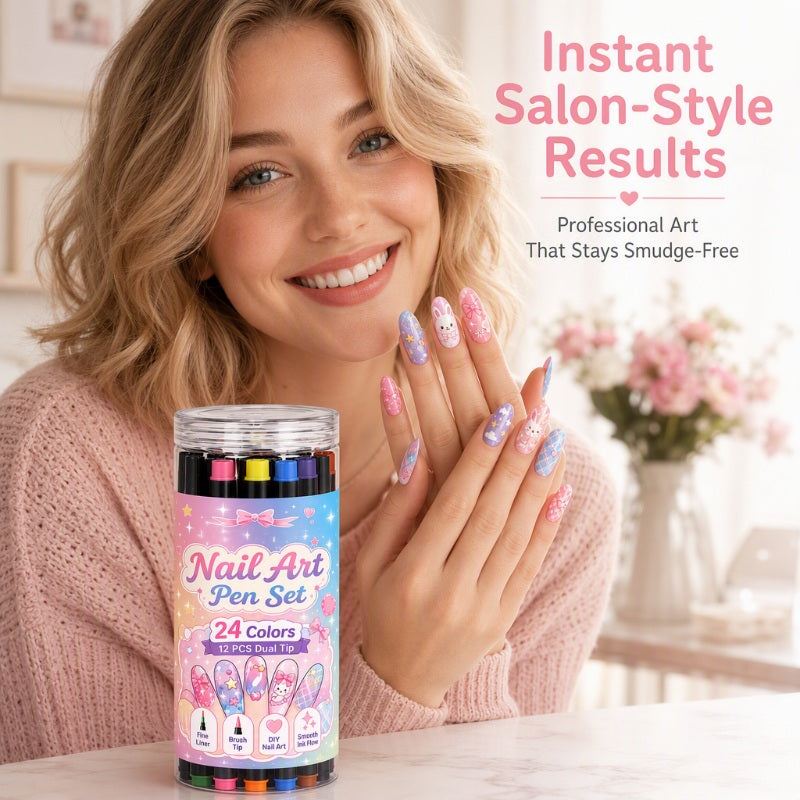 💅 LIMITED‑TIME 49% OFF! 💥 24 Colors Dual Ended Nail Art Pens Set – Creative, Salon‑Quality, Easy DIY ✨