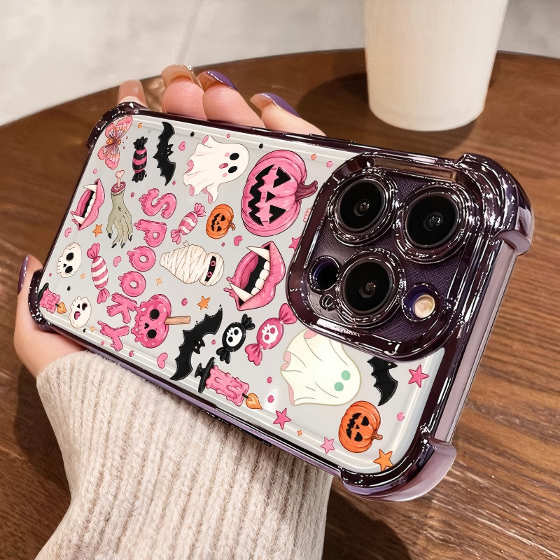 🎃Halloween Sale -49% OFF👻Halloween Pumpkin Ghost Phone Case🎃 4-Corner Anti-Fall, Cute Candy Pumpkin Ghost Design, Transparent Non-Yellowing Shockproof Cover