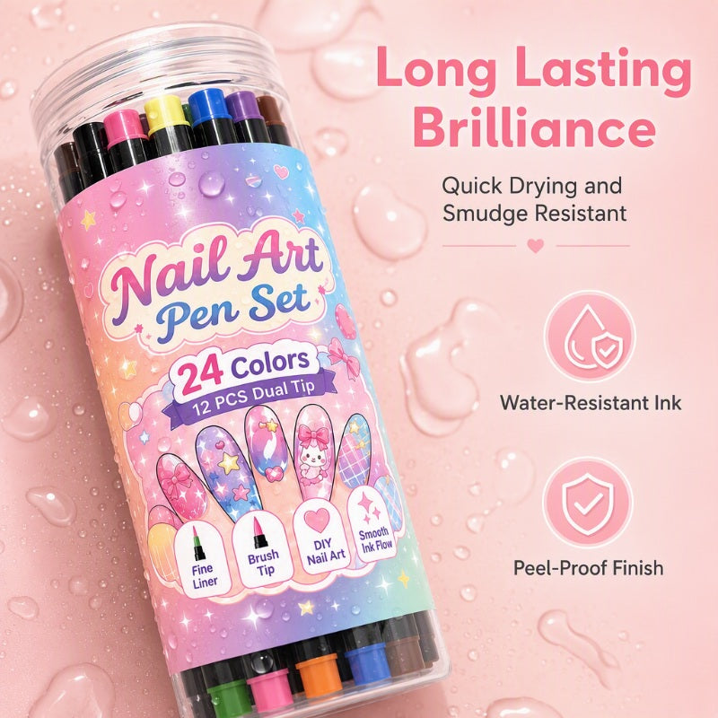 💅 LIMITED‑TIME 49% OFF! 💥 24 Colors Dual Ended Nail Art Pens Set – Creative, Salon‑Quality, Easy DIY ✨