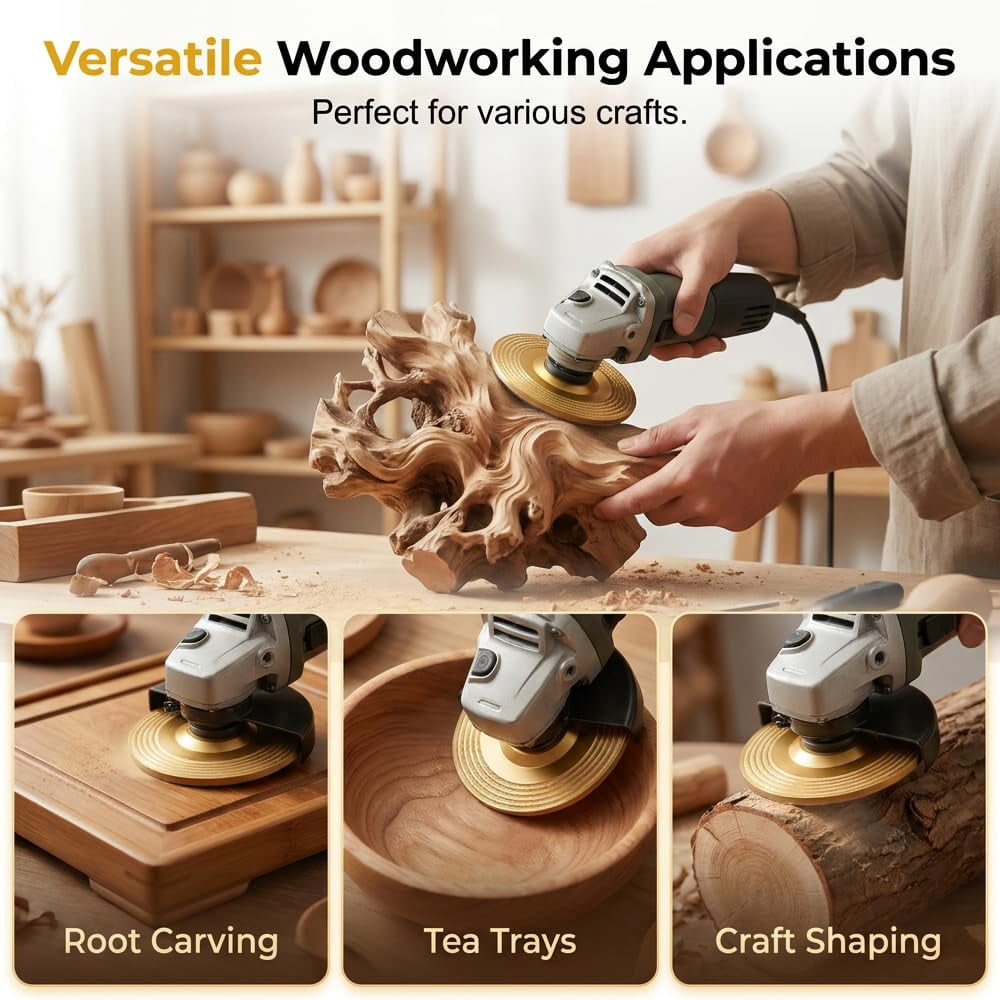 Heavy Duty Wood Carving Disc Set, 3 Piece Wood Grinding Disk & Sanding Discs for Angle Grinder