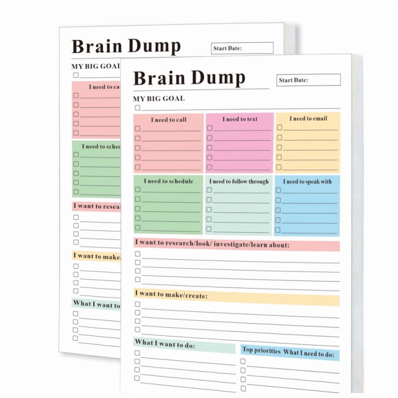 ADHD Brain Dump Planner Notepad, 50 Tear-Off Sheets 8.5 x 6.5", Multi-Section Daily Organizer for Work & Personal To-Do Lists, Priorities & Schedules, Focus Workbook Perfect Holiday Gift