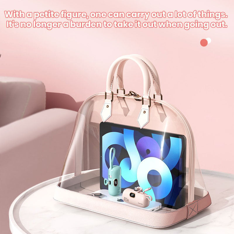 Mini Portable Power Bank Charger with Built-in USB Cable, Ultra Compact External Phone Battery Pack