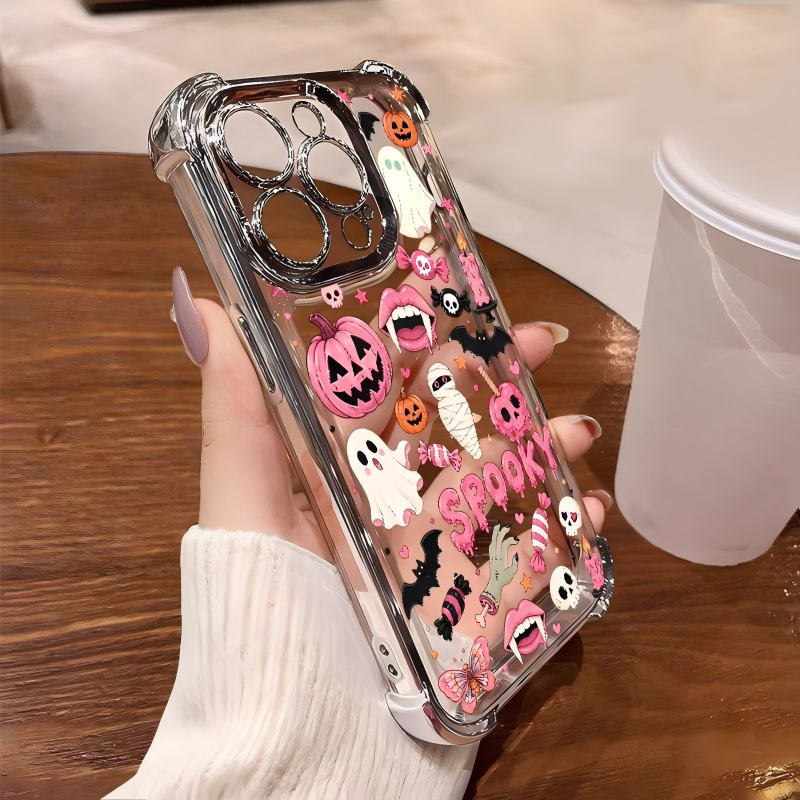 🎃Halloween Sale -49% OFF👻Halloween Pumpkin Ghost Phone Case🎃 4-Corner Anti-Fall, Cute Candy Pumpkin Ghost Design, Transparent Non-Yellowing Shockproof Cover