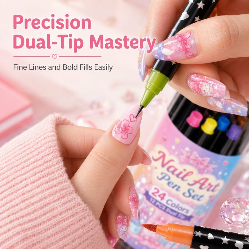 💅 LIMITED‑TIME 49% OFF! 💥 24 Colors Dual Ended Nail Art Pens Set – Creative, Salon‑Quality, Easy DIY ✨