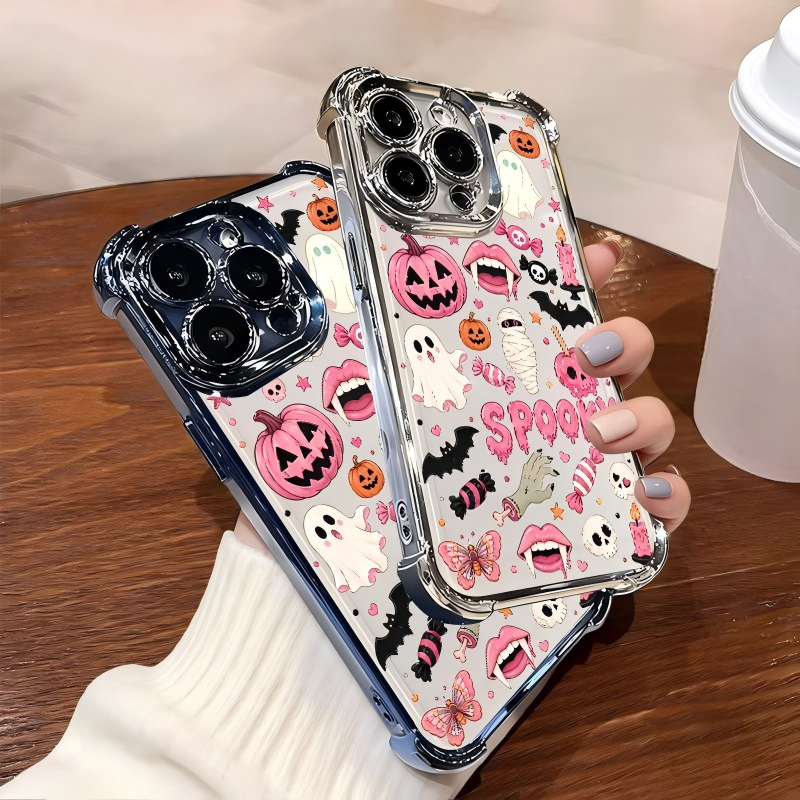 🎃Halloween Sale -49% OFF👻Halloween Pumpkin Ghost Phone Case🎃 4-Corner Anti-Fall, Cute Candy Pumpkin Ghost Design, Transparent Non-Yellowing Shockproof Cover