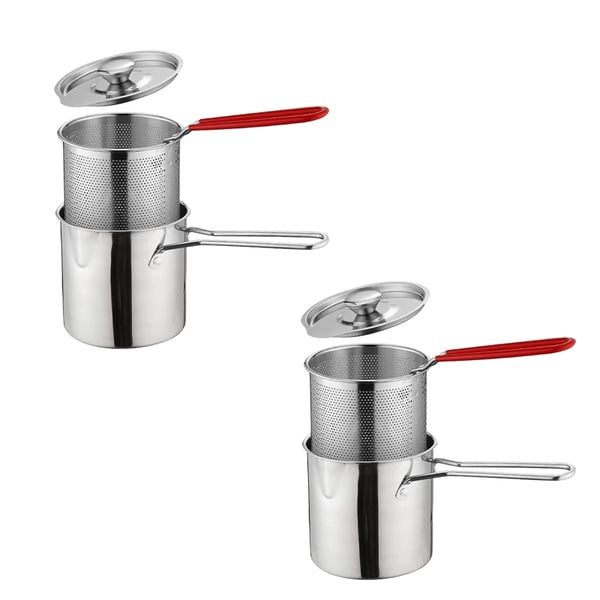 1 Set Stainless Steel Fryer Deep Fryer Basket Fish Frying Pan Fish Fryer Pot Fryer Pot and Basket Turkey Fryer Deep Frying Japanese Splitter 304 Stainless Steel Outdoor