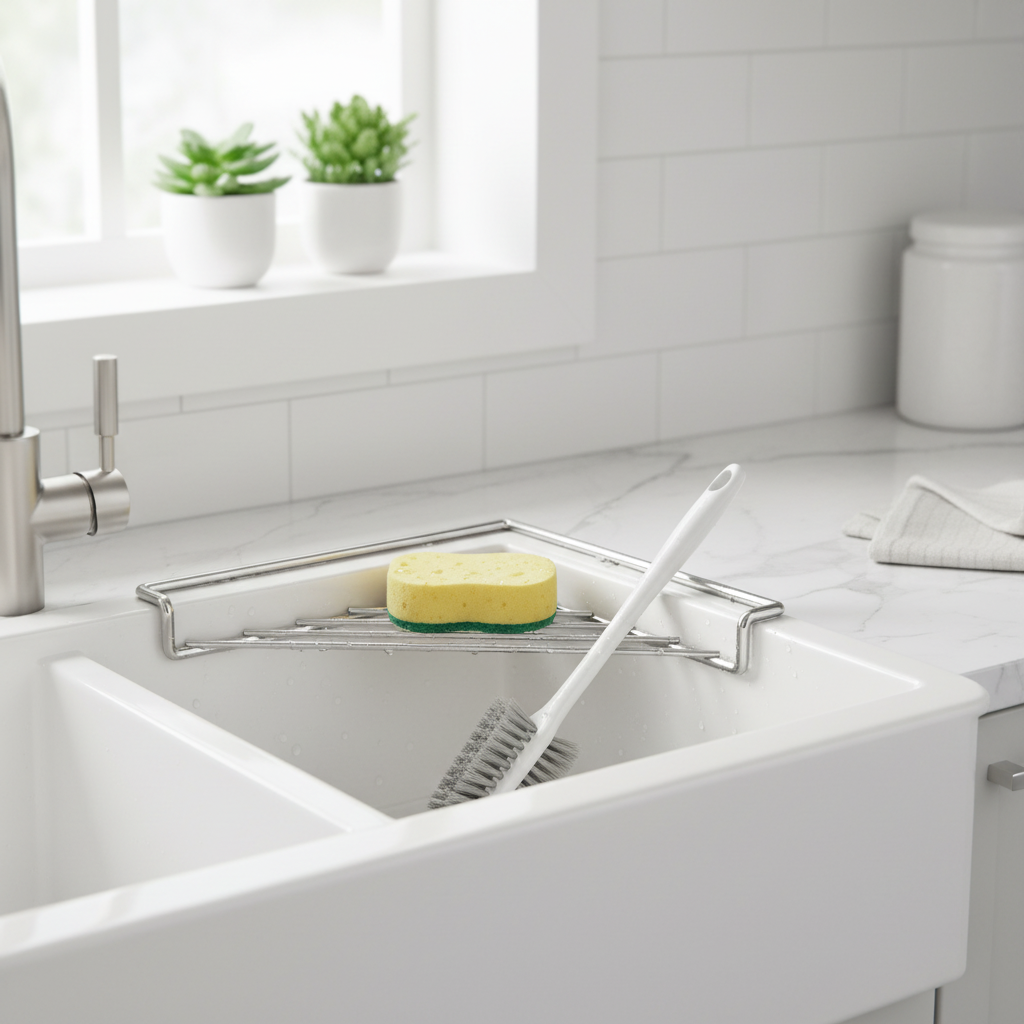 304 Stainless Steel Kitchen Sink Splash Guard, Deep Silicone Splash Stopper for Kitchen Faucet