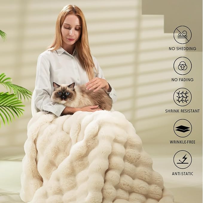 ⏳Time-Limited Special 49% Off⏰🔥🛏️Thickened Rabbit Plush&Milk Velvet Cover Blanket🍂Large Throw💤Wrap up in Ultimate Comfort