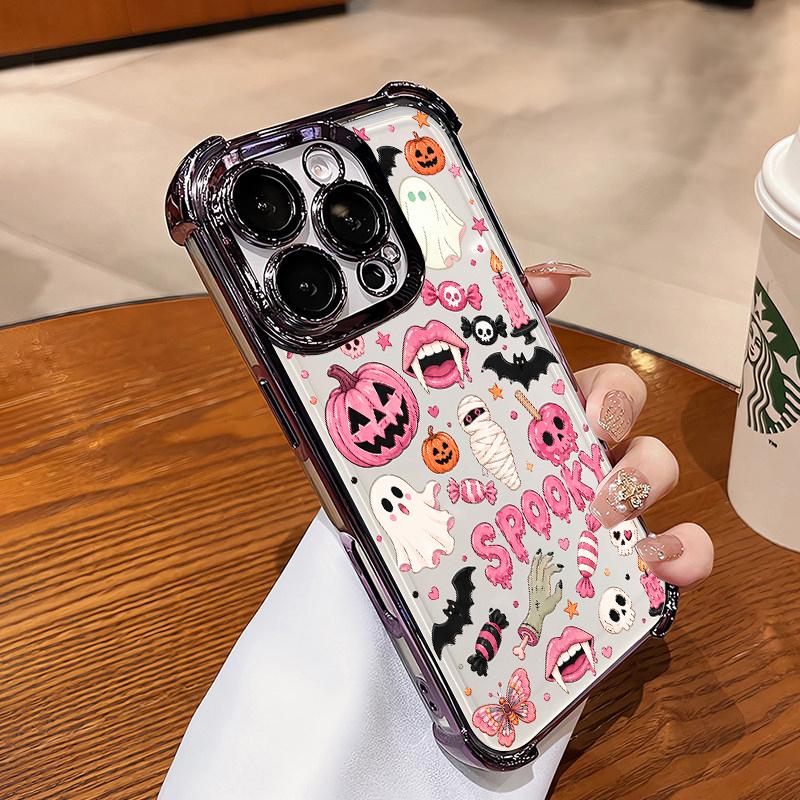 🎃Halloween Sale -49% OFF👻Halloween Pumpkin Ghost Phone Case🎃 4-Corner Anti-Fall, Cute Candy Pumpkin Ghost Design, Transparent Non-Yellowing Shockproof Cover