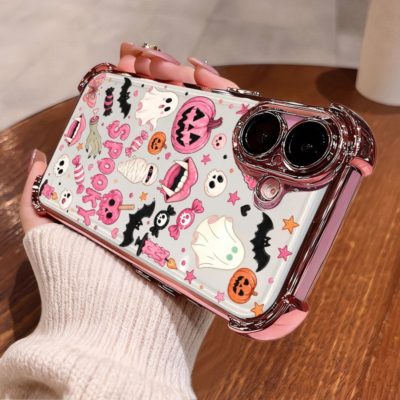 🎃Halloween Sale -49% OFF👻Halloween Pumpkin Ghost Phone Case🎃 4-Corner Anti-Fall, Cute Candy Pumpkin Ghost Design, Transparent Non-Yellowing Shockproof Cover