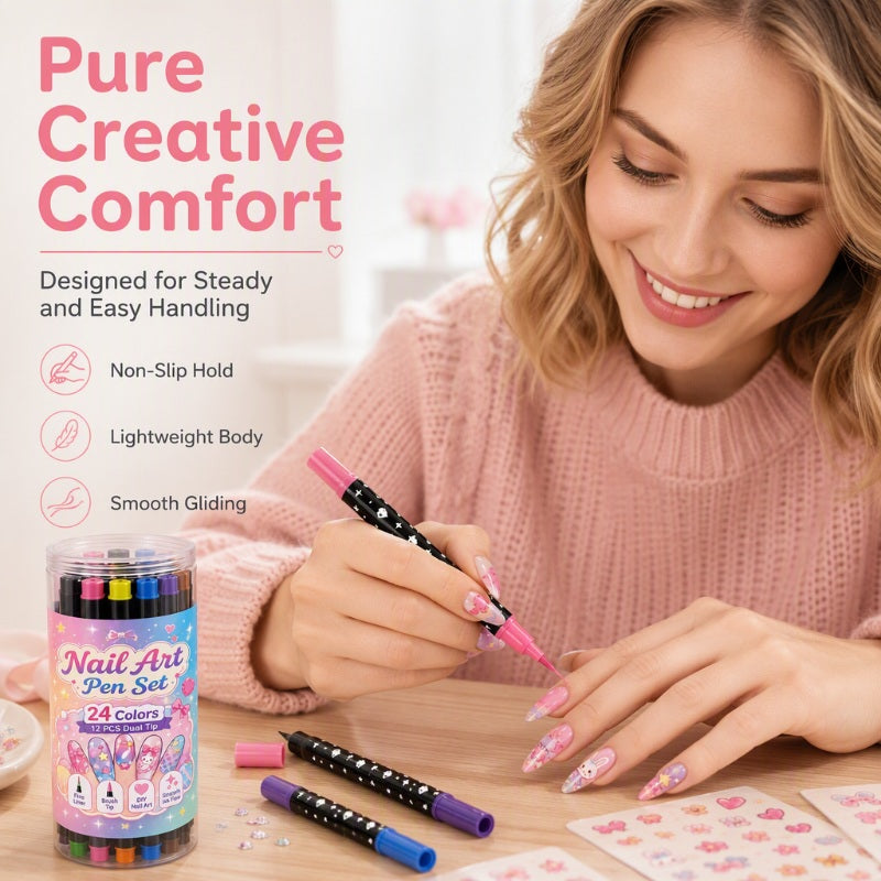 💅 LIMITED‑TIME 49% OFF! 💥 24 Colors Dual Ended Nail Art Pens Set – Creative, Salon‑Quality, Easy DIY ✨