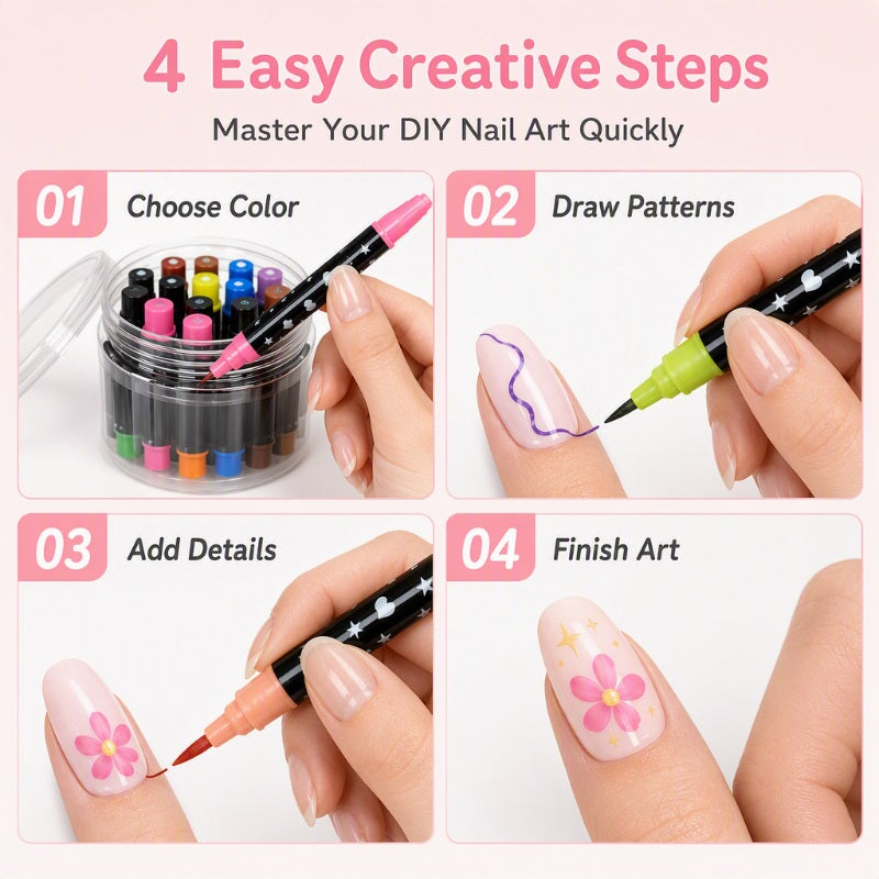 💅 LIMITED‑TIME 49% OFF! 💥 24 Colors Dual Ended Nail Art Pens Set – Creative, Salon‑Quality, Easy DIY ✨