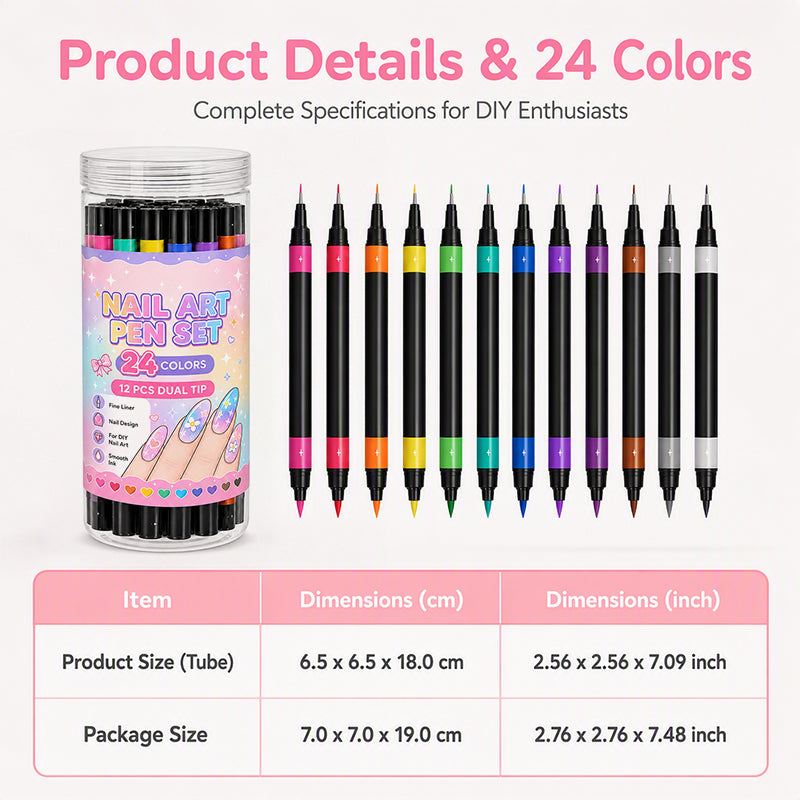 💅 LIMITED‑TIME 49% OFF! 💥 24 Colors Dual Ended Nail Art Pens Set – Creative, Salon‑Quality, Easy DIY ✨