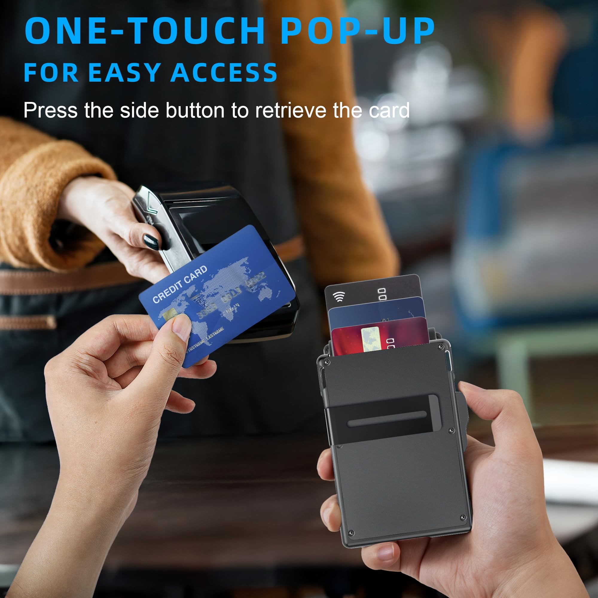 RFID Blocking AirTag Slot Card Wallet | Carbon Fiber Textured PU Leather Slim Credit Card Holder for Men, Comes with Gift Packaging